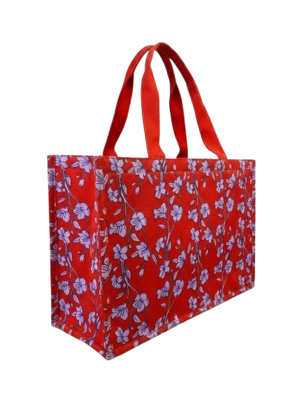 Red Floral Tote Bag