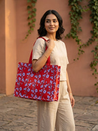 Red Floral Tote Bag