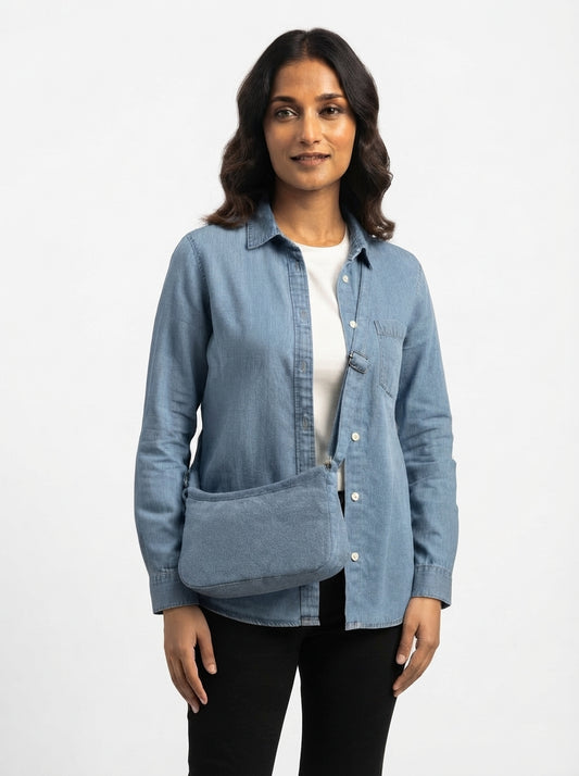 Blue Denim Shoulder Bag